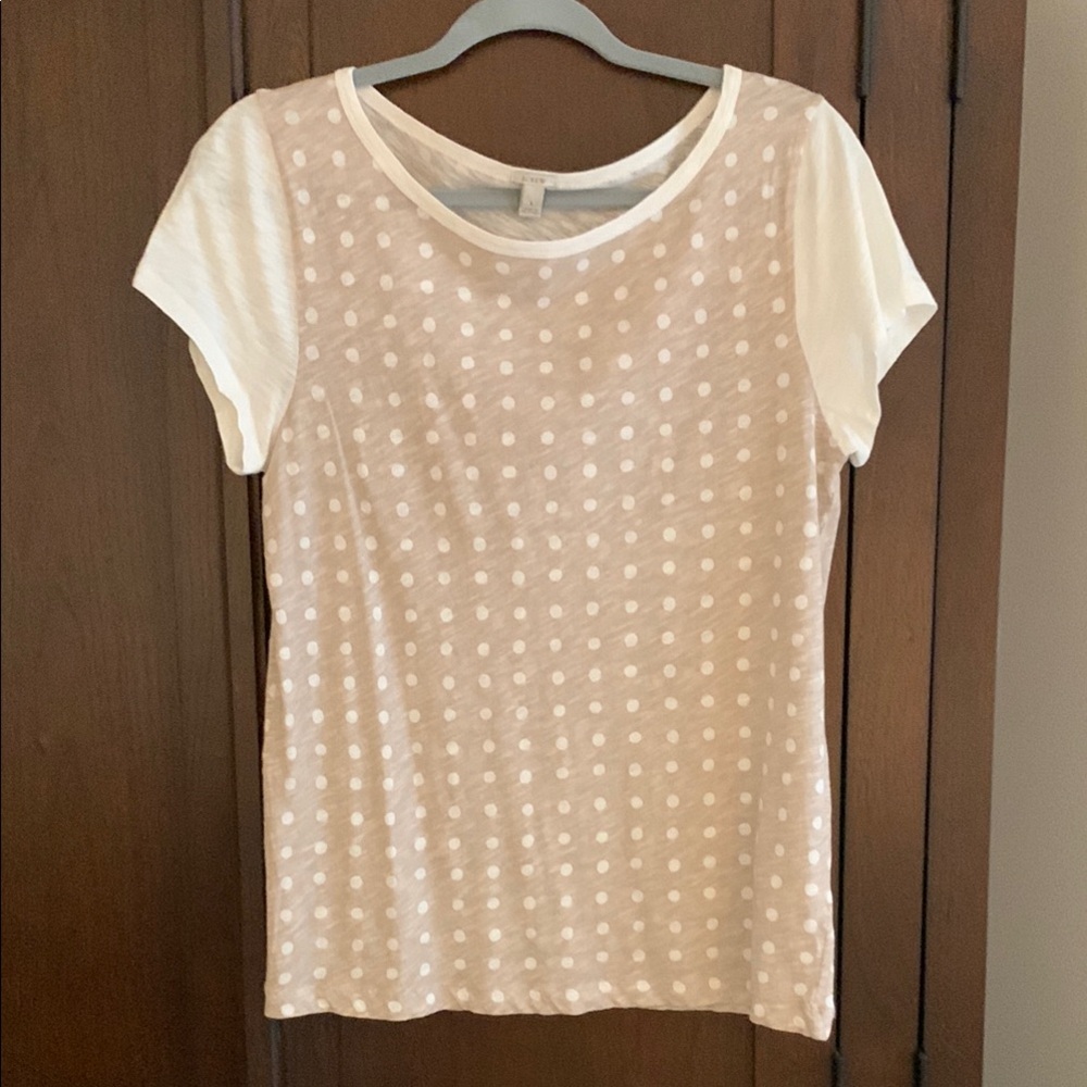 JCrew Polka Dot Cream Top